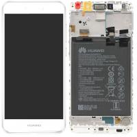 TOUCH SCREEN DISPLAY ORIGINALE PER HUAWEI Y7 2017 TRT-LX1 CON FRAME BIANCO