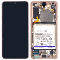 TOUCH SCREEN DISPLAY ORIGINALE PER SAMSUNG GALAXY G991 S21 CON FRAME E BATTERIA VIOLA