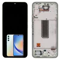 TOUCH SCREEN DISPLAY ORIGINALE PER SAMSUNG GALAXY A346 A34 5G CON FRAME SILVER