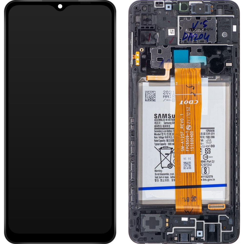 TOUCH SCREEN DISPLAY ORIGINALE PER SAMSUNG GALAXY A12 A125 CON FRAME E BATTERIA