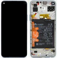 TOUCH SCREEN DISPLAY PER HUAWEI P40 LITE 5G SERVICE PACK CON FRAME E BATTERIA SILVER