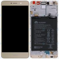 TOUCH SCREEN DISPLAY PER HUAWEI Y7 2017 ORIGINALL CON FRAME E BATTERIA GOLD