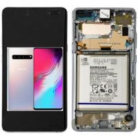 TOUCH SCREEN DISPLAY PER SAMSUNG GALAXY S10 5G G977 CON FRAME E BATTERIA SILVER SERVICE PACK