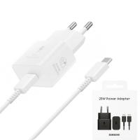 CARICABATTEIRE Wall Charger Samsung 25W 3A, 1 X USB-C With USB-C Cable White EP-T2510XWEGEU In Blister