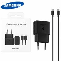 CARICABATTERIE + CAVO SAMSUNG Wall Charger 25W 3A 1 X USB-C With USB-C Cable Black EP-T2510XBEGEU In Blister