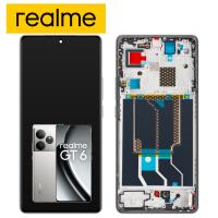 TOUCH SCREEN DISPLAY PER REALME GT 6 5G RMX3851 CON FRAME SILVER SERVICE PACK