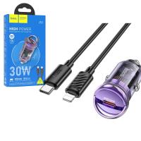 CARICABATTEIRE Car Charger Hoco Z53 30W 3A 1 x USB-C with Lightning Cable Purple In Blister