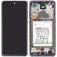 [b3275] TOUCH SCREEN DISPLAY ORIGINALE PER SAMSUNG GALAXY A725 A72 CON FRAME E BATTERIA VIOLA