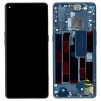 [y403] TOUCH SCREEN DISPLAY ORIGINALE PER OPPO RENO 4 PRO 5G CON FRAME BLU CPH2089