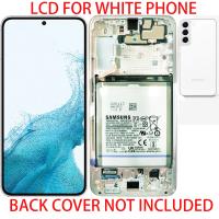 [b4191] TOUCH SCREEN DISPLAY ORIGINALE PER SAMSUNG GALAXY S906 S22 PLUS CON FRAME E BATTERIA BIANCO