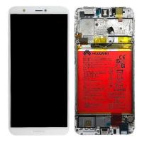 [f870] TOUCH SCREEN DISPLAY ORIGINALE PER HUAWEI P SMART BIANCO CON FRAME E BATTERIA SERVICE PACK 02351SVE