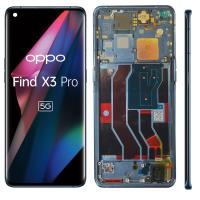 [y2051] TOUCH SCREEN DISPLAY PER OPPO FIND X3 PRO CON FRAME BLU (SERVICE PACK)