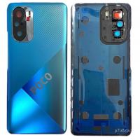 [t1858] COPRIBATTERIA BACK COVER ORIGINAL PER XIAOMI POCO F3 CON VETRO FOTOCAMERA BLU