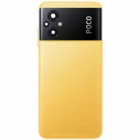 [t2002] COPRIBATTERIA BACK COVER ORIGINAL PER XIAOMI POCO M5 4G CON VETRO FOTOCAMERA + TASTO FISICO VOLUME GIALLO