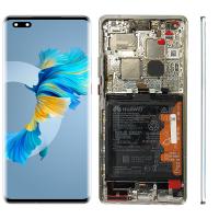 [f1964] TOUCH SCREEN DISPLAY PER HUAWEI MATE 40 PRO CON FRAME E BATTERIA SILVER