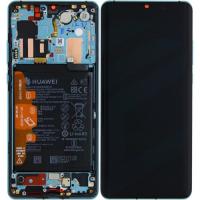 [f1987] TOUCH SCREEN DISPLAY ORIGINALE PER HUAWEI P30 PRO CON FRAME E BATTERIA AURORA BLU SERVICE PACK