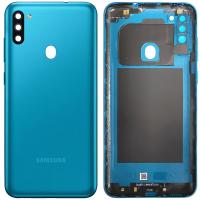 [b5392] COPRIBATTERIA BACK COVER PER SAMSUNG GALAXY M11 M115 CON VETRO FOTOCAAMERA BLU ORIGINALE