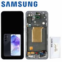[b10633] TOUCH SCREEN DISPLAY PER SAMSUNG GALAXY A55 5G A556 CON FRAME NERO SERVICE PACK ASSEMBLATO DA SAMSUNG
